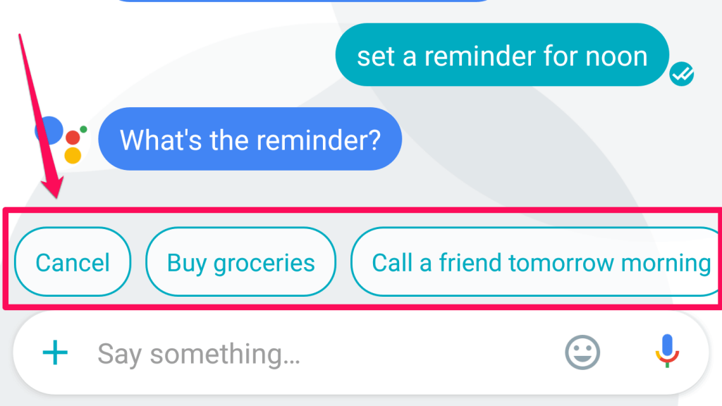 Google Assistant suggestions